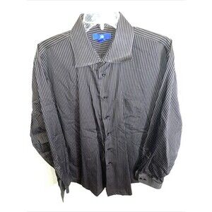 Egara Men’s Dress Shirt Size Large Black Striped Business Formal City